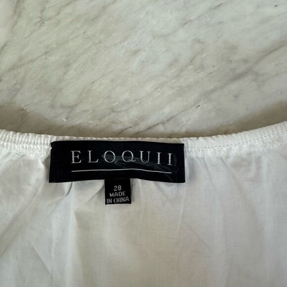 Eloquii 100% cotton square neck button front tiered dress size 28 NWT - Picture 4 of 9